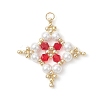 Glass Seed Beaded Star Pendants PALLOY-MZ01165-03-1