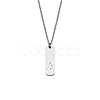 304 Stainless Steel Rectangle with Laser Cut Initial Pendant Necklaces FS-WG71FEF-05-1