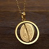 304 Stainless Steel Rotatable Saint Benedict Medal Pendant Necklaces for Women NJEW-G187-01G-1