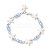 Synthetic Turquoise Starfish Link Bracelets for Women BJEW-JB12469-01-2