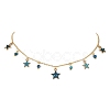 Natural Agate Round & Alloy Enamel Star Charms Bib Necklace with 304 Stainless Steel Chains NJEW-JN04404-03-2