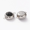 Stainless Steel Color Plated 304 Stainless Steel Pave Cubic Zirconia Links Connectors LS-STAS-I169-02P-04-2