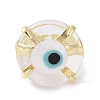 Lampwork Evil Eye Open Cuff Ring RJEW-C051-01G-09-3
