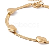 Ion Plating(IP) 304 Stainless Steel Heart Beaded Herringbone Chain Bracelet for Women BJEW-G656-05G-2