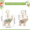 2Pcs 2 Colors Cute Elephant Enamel Rhinestones Pendant Keychain KEYC-WR0001-39-2