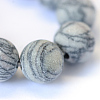 Frosted Natural Black Silk Stone/Netstone Round Bead Strands X-G-E334-8mm-25-4