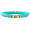 Brass & Polymer Clay Heishi Beads Stretch Bracelets for Women BK9964-13-1