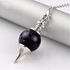 Natural Amethyst Sphere Dowsing Pendulums BJEW-E292-A07-2