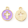 Light Gold Plated Alloy Enamel Pendants X-ENAM-R136-18C-2