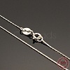 Anti-Tarnish Rhodium Plated 925 Sterling Silver Boston Link Chain Necklaces X-STER-E033-56-2