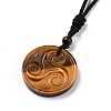 Natural Tiger Eye Triskele/Triskelion Pendant Necklace with Nylon Cord for Women NJEW-E091-01C-3