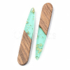 Transparent Resin & Walnut Wood Pendants RESI-S389-039A-B02-2