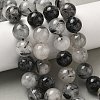 Natural Tourmalinated Quartz Beads Strands G-F818-A09-14mm-1