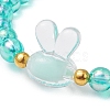 6Pcs Easter Rabbit Acrylic Beaded Stretch Bracelets BJEW-JB11294-4