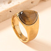 304 Stainless Steel and Natural Tiger Eye Finger Rings FS-WGCBD79-31-1