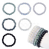 6Pcs 6 Styles 8mm Glass Round Beaded Stretch Bracelet Sets BJEW-TAC0024-1