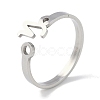 Non-Tarnish Constellations 304 Stainless Steel Open Cuff Ring for Women RJEW-L122-001P-05-1