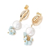 Shell Shape Natural Larimar Dangle Stud Earrings EJEW-JE07054-3