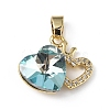 Real 18K Gold Plated Rack Plating Brass Micro Pave Clear Cubic Zirconia Pendants KK-C015-18G-04-1