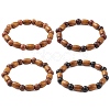 Natural Wood Beaded Stretch Bracelets BJEW-JB09621-1