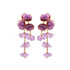 Alloy Cloth Flower Tassel Stud Earrings FS-WG1853D-04-1
