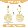 4 Pairs Brass Textured Flat Round Leverback Earrings EJEW-HS0001-22G-2