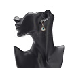 Japanese Seed Braided Rhombus with Evil Eye Dangle Hoop Earrings EJEW-MZ00002-02-4