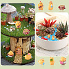 18Pcs 6 Styles Resin Chick & Stump with Mushroom Ornaments DJEW-TA0001-41-10
