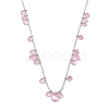 304 Stainless Steel Cubic Zirconia Teardrop & Flat Round Bib Ball Chain Necklaces for Women NJEW-F328-11P-08-1