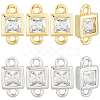 20Pcs 2 Colors Brass Pave Clear Cubic Zirconia Connector Charms KK-BBC0023-70-7