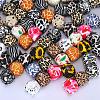 Colorful Pattern Printed Silicone Focal Beads SI-JX0022A-02-4