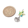 Starfish/Sea Stars Dyed Synthetic Turquoise & Alloy Shell Shape Pendants PALLOY-JF03957-02-5