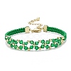 Glass Braided Flower Link Bracelet for Women BJEW-TA00130-01-1