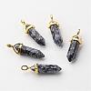 Natural Snowflake Obsidian Pointed Pendants G-G902-A05-2