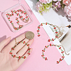 6Pcs 304 Stainless Steel Enamel Red Cherry Link Chain Bracelet Making AJEW-BM00004-3