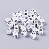 Letter P White Cube Letter Acrylic Beads for Name Jewelry Making X-PL37C9308-P-1
