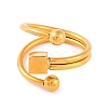 Ion Plating(IP) 304 Stainless Steel Square Round Cuff Open Finger Rings for Women RJEW-S414-07B-G-2
