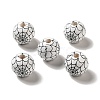 Halloween Printed Spider Webs Colored Wood European Beads WOOD-K007-04G-2