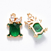 Brass Cubic Zirconia & Glass Charms KK-T049-058G-01-NF-2