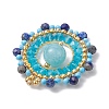 Natural Lapis Lazuli & Malaysia Jade & Glass Seed Beaded Woven Pendants PALLOY-MZ00366-02-4