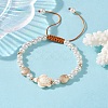 Adjustable Synthetic Turquoise & ABS Plastic Pearl Braided Bead Bracelet BJEW-JB10101-01-2