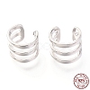 Anti-Tarnish Rhodium Plated 925 Sterling Silver Cuff Earrings EJEW-H124-12P-4