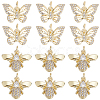 12Pcs 2 Style Brass Micro Pave Clear Cubic Zirconia Charms KK-DC0001-90-1