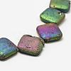 Electroplated Natural Druzy Geode Crystal Beads Strands G-N0252-30x30mm-01-3