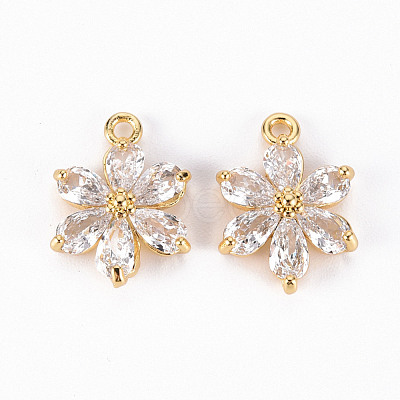 Brass Clear Cubic Zirconia Pendants ZIRC-S068-025-NF-1