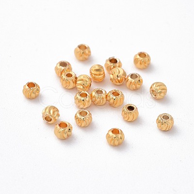 Brass Corrugated Beads X-KK-P117-12G-1
