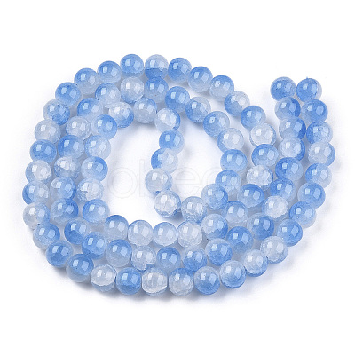 Crackle Baking Paint Imitation Jade Glass Beads Strands DGLA-T003-10mm-05-1