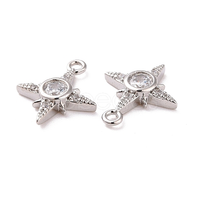 Brass Micro Pave Clear Cubic Zirconia Charms X-KK-G418-08P-1