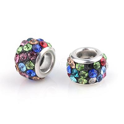 Polymer Clay Rhinestone European Beads CPDL-T001-21-1