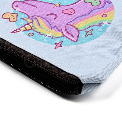 Unicorn Pattern PU Leather Wallets with Iron Zipper & PVC Findings AJEW-C029-01C-1